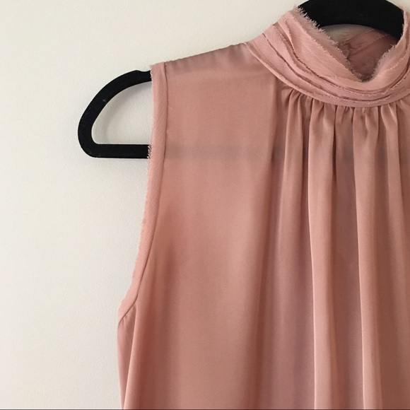 Zara Dusty Rose Pink Satin High Neck Blouse - Picture 3 of 9